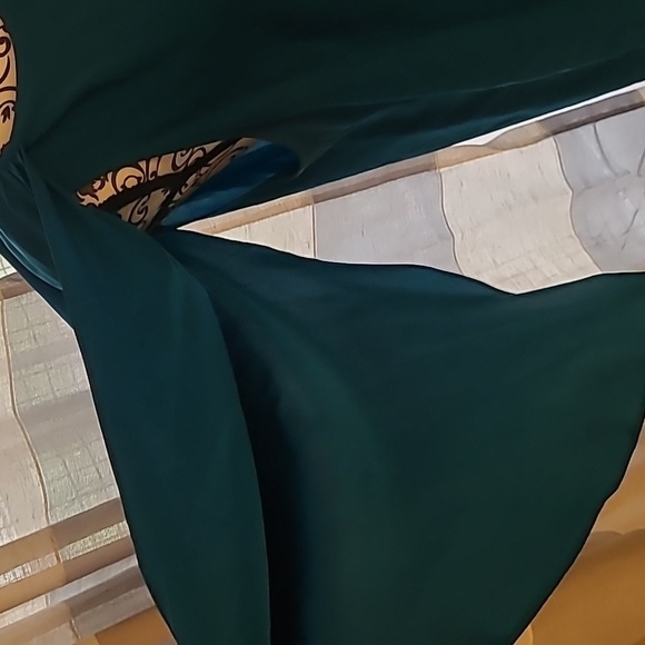 Amanda Uprichard sz large teal cape wing sleeve silk dress new with tags - Picture 3 of 12